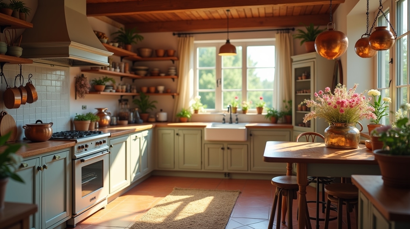 cuisine avec des tomettes anciennes