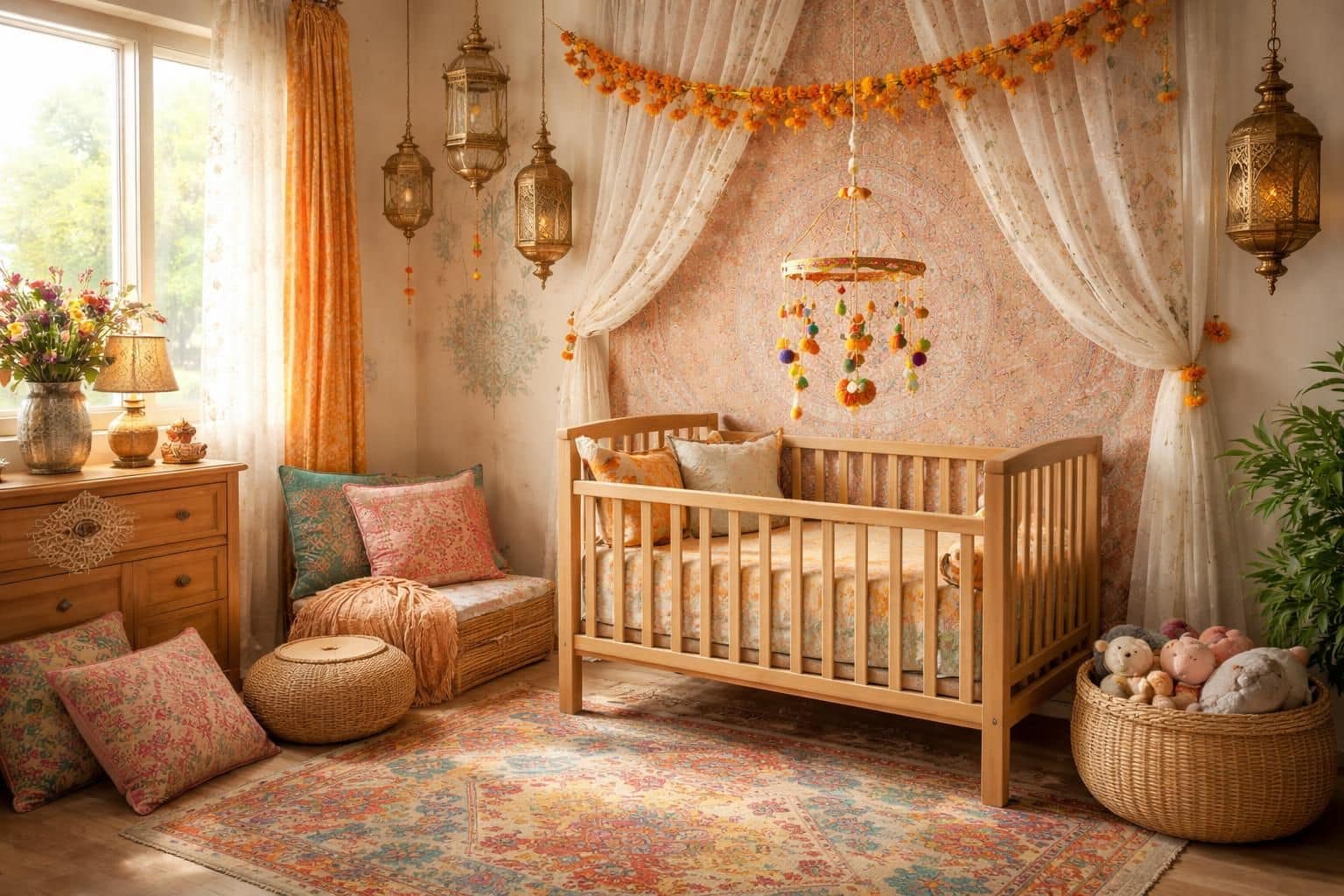 découvrez comment créer une décoration indienne pour la chambre de votre bébé, alliant couleurs vives et douceur pour un univers apaisant et chaleureux.