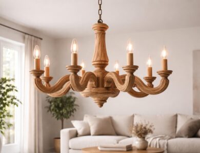 Lustre en chêne : apportez la chaleur du bois massif à votre plafond