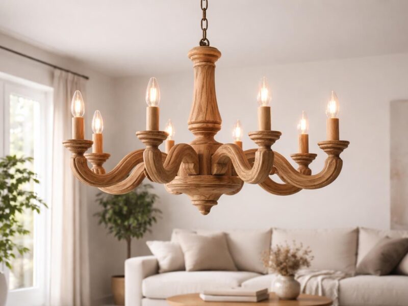 Lustre en chêne : apportez la chaleur du bois massif à votre plafond