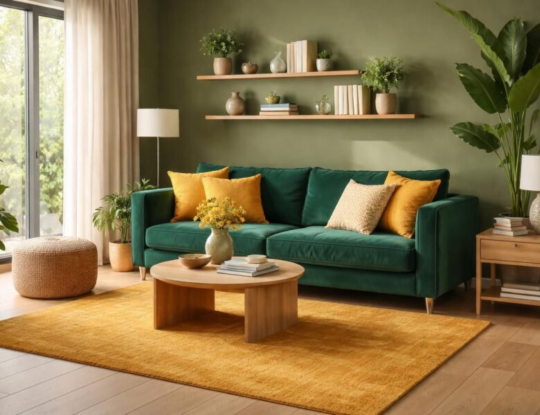 Marier le vert et le jaune moutarde pour une décoration audacieuse et chaude