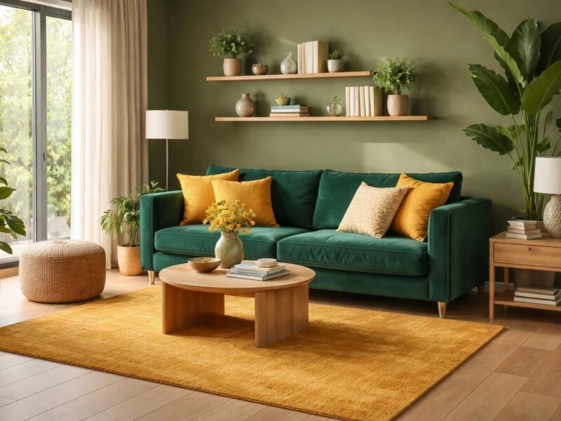 Marier le vert et le jaune moutarde pour une décoration audacieuse et chaude