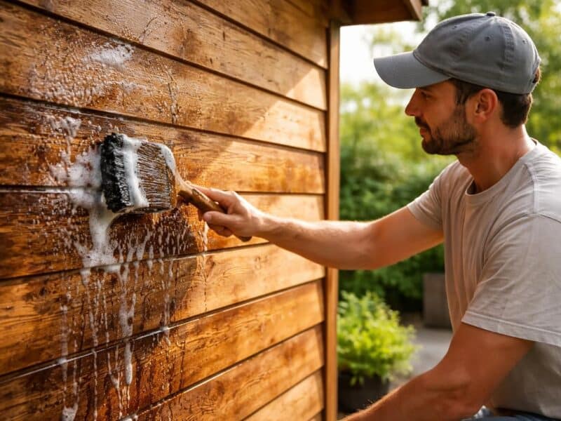 Nettoyer un bardage en bois au savon noir pour lui redonner de l&rsquo;éclat