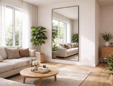 Où placer un grand miroir dans un salon pour agrandir l&rsquo;espace visuellement