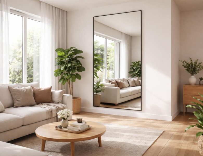 Où placer un grand miroir dans un salon pour agrandir l&rsquo;espace visuellement