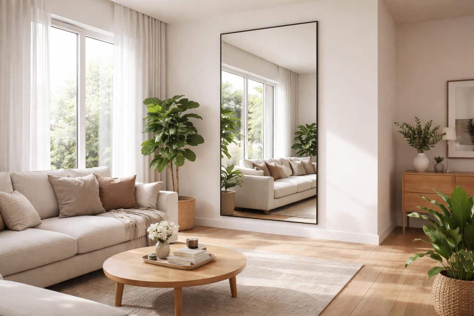 découvrez où placer un grand miroir dans votre salon pour agrandir visuellement l'espace et apporter lumière et profondeur à votre décoration intérieure.