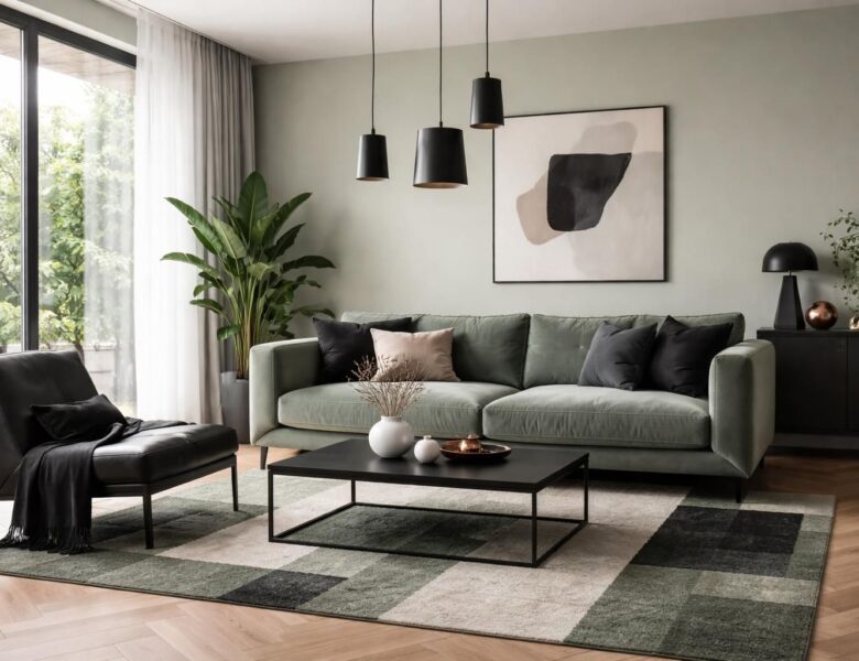 Salon vert sauge et noir : l&rsquo;alliance chromatique la plus tendance du moment
