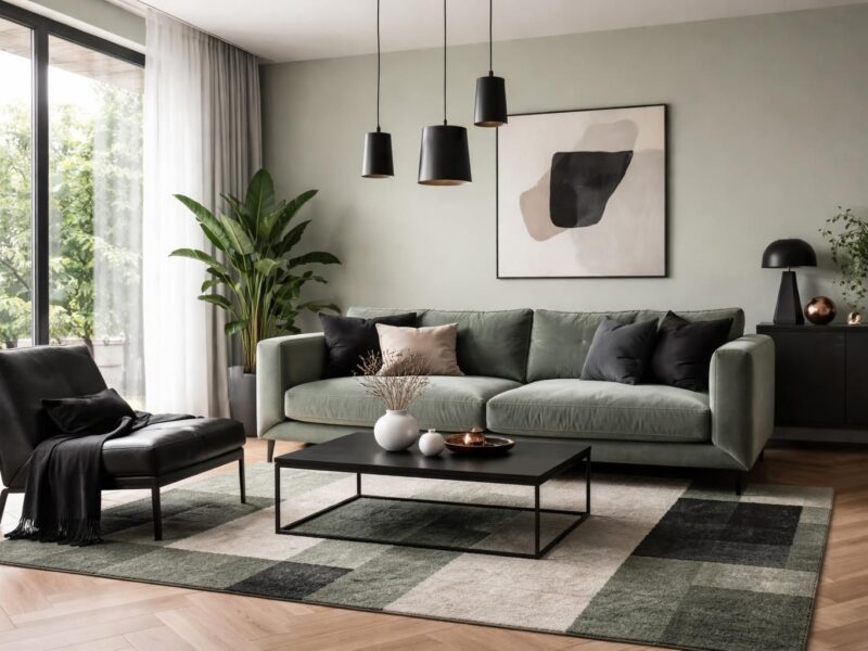 Salon vert sauge et noir : l&rsquo;alliance chromatique la plus tendance du moment