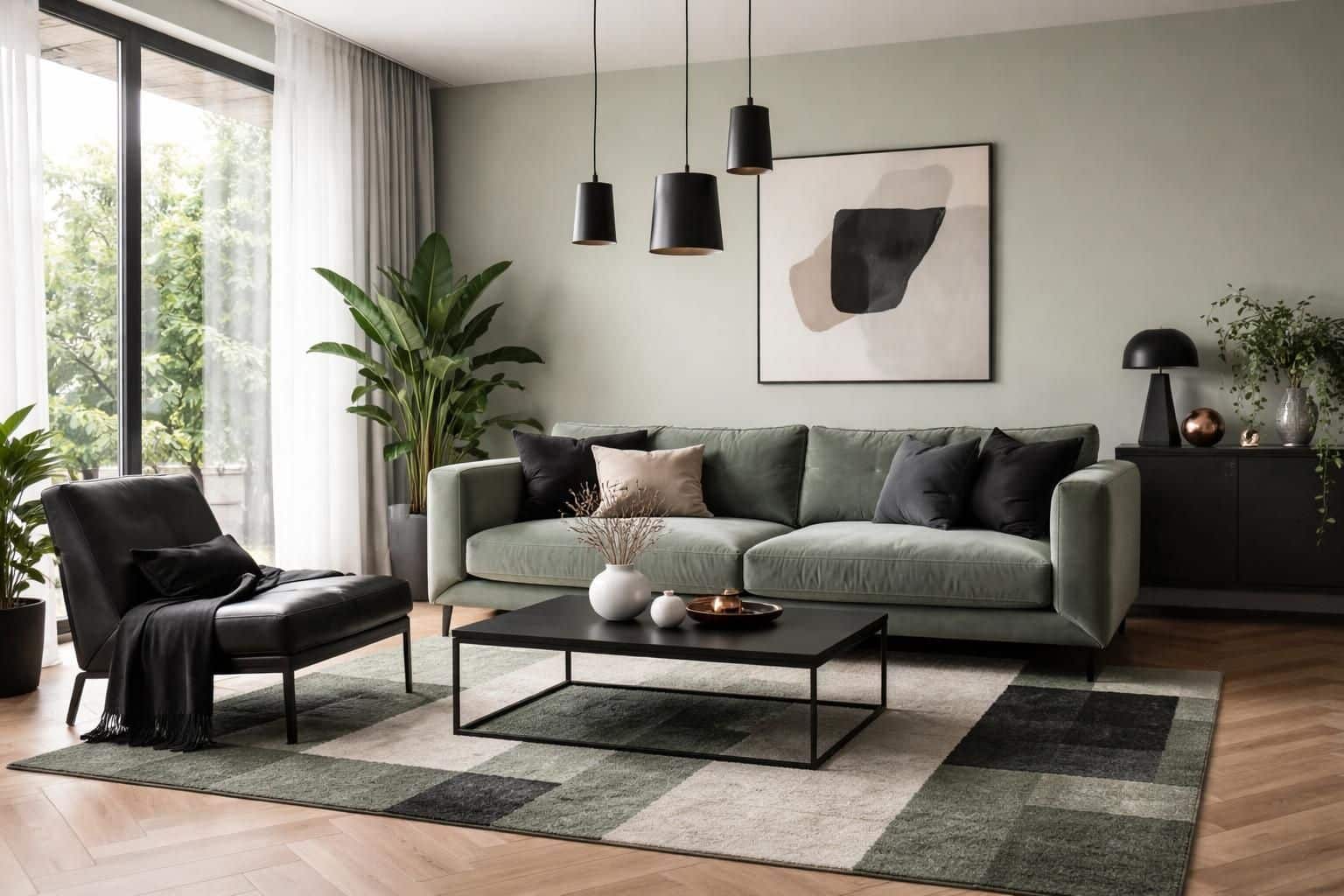 découvrez comment marier le vert sauge et le noir pour un salon tendance et élégant, alliant modernité et douceur dans votre décoration intérieure.