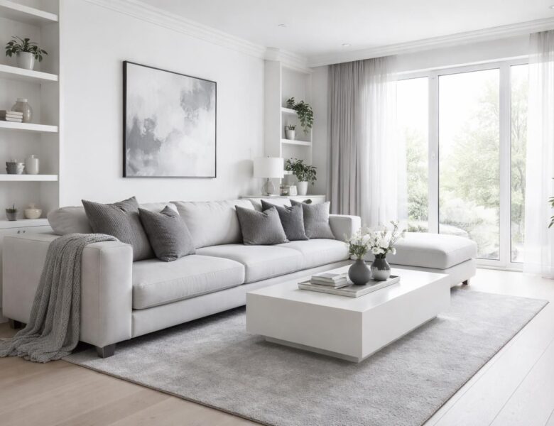 Séjour blanc et gris : comment réussir ce duo de couleurs sans faute de goût