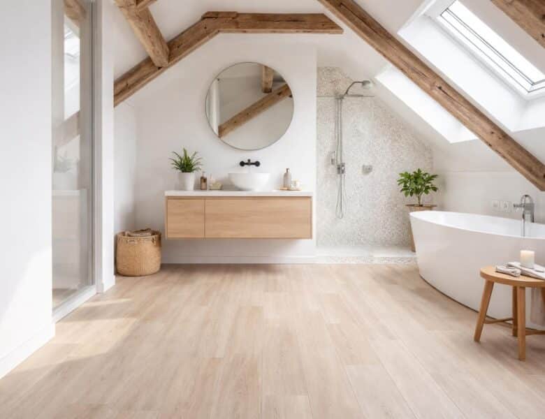 Sol de salle de bain sous les combles : quel revêtement léger choisir ?
