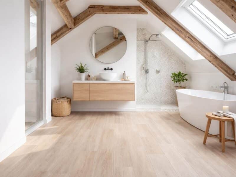 Sol de salle de bain sous les combles : quel revêtement léger choisir ?