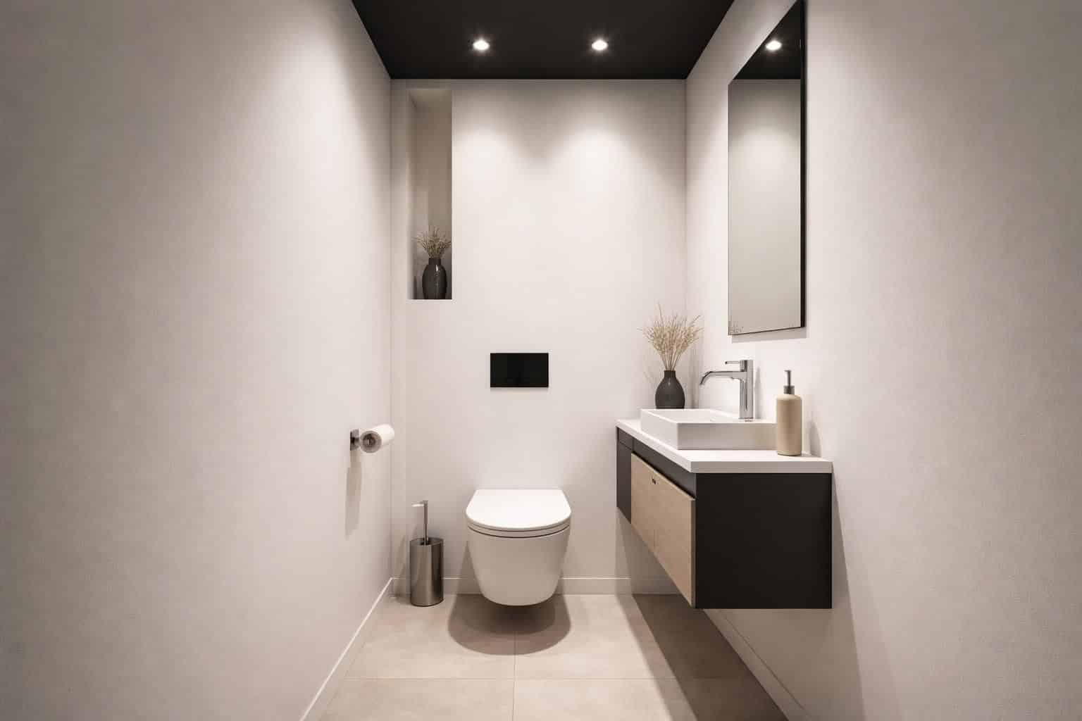 découvrez comment un plafond noir dans vos wc peut créer une ambiance audacieuse et donner de la profondeur à votre espace grâce à cette astuce déco originale.