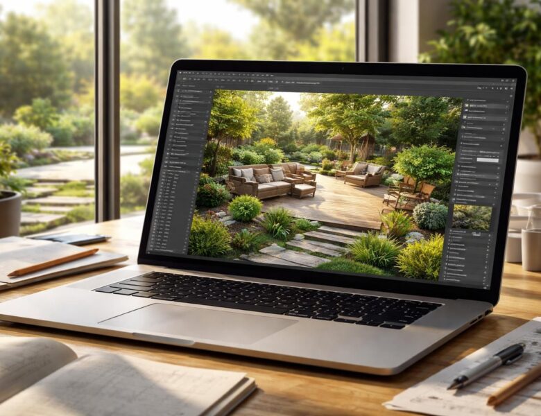 Aménagement extérieur : modéliser une terrasse et jardin sur PC portable