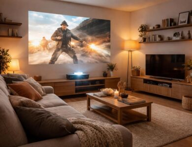 Coin TV : ambiance cinéma et déco avec vidéoprojecteur Acer