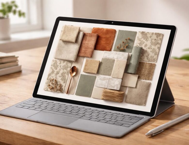 Déco : moodboard matières et couleurs sur tablette tactile Microsoft
