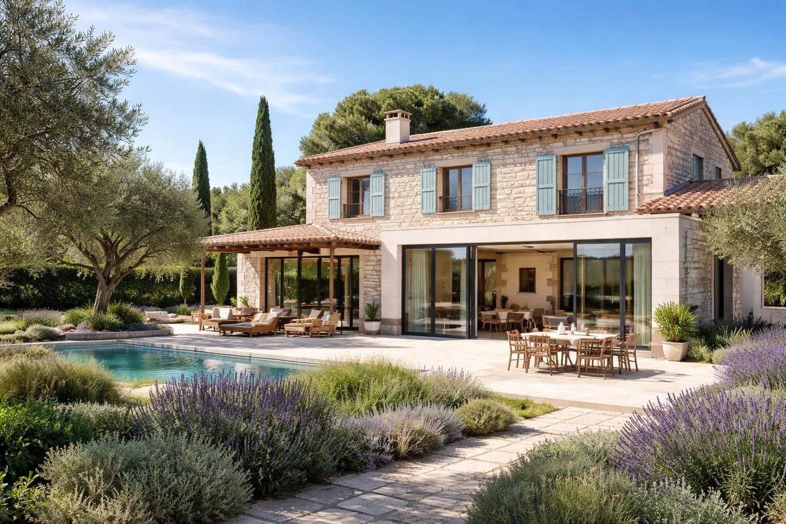 découvrez la villa provençale moderne, une parfaite harmonie entre le charme traditionnel et le design contemporain pour un confort et une élégance uniques.