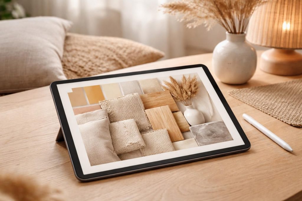 découvrez comment harmoniser parfaitement les couleurs et les matières pour votre déco à l'aide d'une tablette tactile, et évitez les erreurs grâce à nos conseils pratiques.