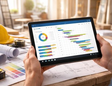 Rénovation : budget travaux et planning suivis sur tablette Windows 10